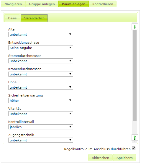 Baum Anlegen Veraenderliche Daten