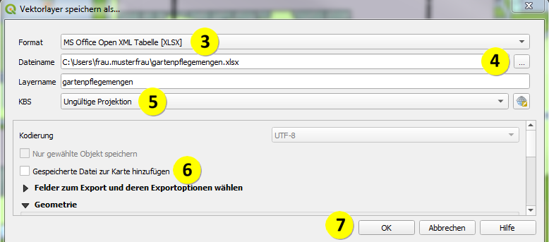 Qgis Excel Speichermenue 1